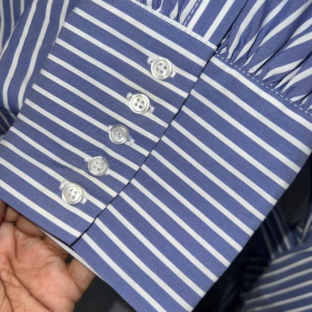 NY&C Striped, V-neck Poplin Wrap blouse Size XXL - Picture 5 of 8